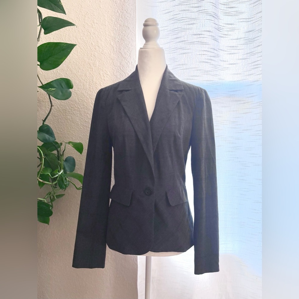 Banana Republic Gray Plaid Tailored Blazer Jacket